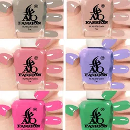 AQ FASHION Set Of 6 Long Lasting Quick Dry Glossy Nail Polish - 7 ml Each-image-80