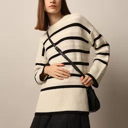 ONLY Women Striped Longline Pullover-image-14