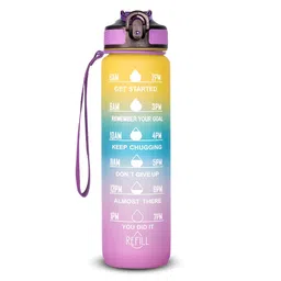 ADRENEX Yellow & Purple Single Plastic Colourblocked Water Bottle-picture-51