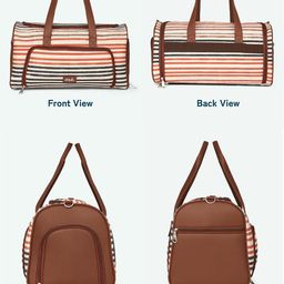 ZOUK Qutub Striped Large Casual Leather Duffel Bag image 3