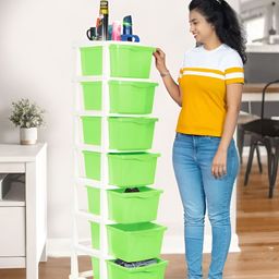Parasnath Green & White 7-Layer Drawer Multi-Utility Organisers with Wheels-58