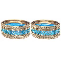 ZULKA Set Of 20 Zircon Gemstone Studded And Beaded Silk Thread Bangles-89