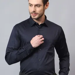 Cantabil Men Slim Fit Spread Collar Solid Cotton Formal Shirt-image-83