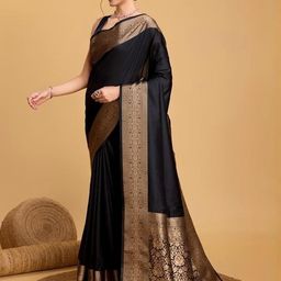 DWIJA FASHION Ethnic Motifs Zari Silk Cotton Banarasi Saree-image-82