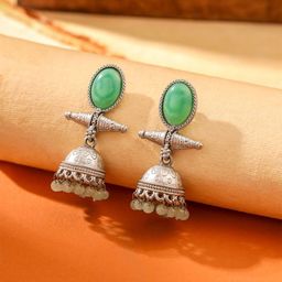 Yellow Chimes Silver Plated AD Studded Contemporary Jhumkas Earrings-22