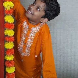 Tura Turi Boys Orange Kurta Sets-picture-10