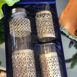 Barn 14 4Pcs Transparent & Brown Textured Glass Bottle Set-image-61