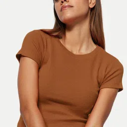Radprix Women Solid Ribbed Cotton Regular Top-picture-30