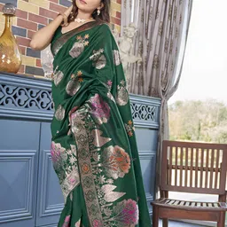 CANIZZARO Woven Design Embellished Zari Banarasi Saree-picture-34