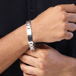 Bohey by KARATCART Men Handcrafted Silver-Plated Link Bracelet-image-29