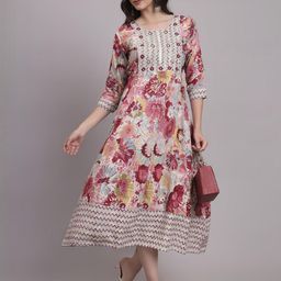 Angkor Women Red Viscose Rayon Kurtas-image-14