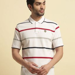 Cantabil Striped Polo Collar Cotton T-shirt-picture-39