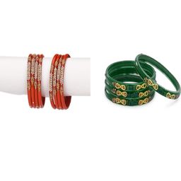 SOMIL Set Of 12 Glass Artificial Stones Bangles-picture-34