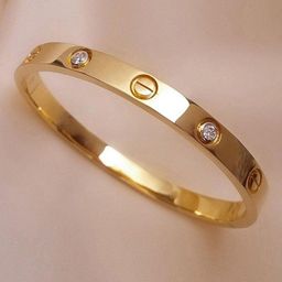 AGARWALPRODUCT Gold-Plated Stainless Steel Artificial Stones Studded Kada Bracelet-58