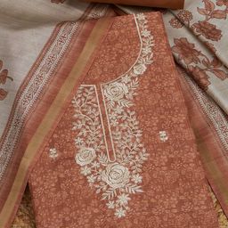 Soch Floral Embroidered Tussar Silk Unstitched Dress Material-picture-39