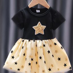 YK Star Print Fit & Flare Dress-picture-23