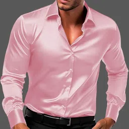 INDOPRIMO Spread Collar Long Sleeves Satin Casual Shirt-picture-45