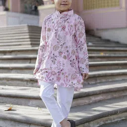 Stuffie Land Boys Floral Printed Cotton Kurta with Pyjama-82