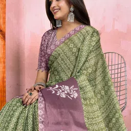 MORDEN MUSE Printed Tissue Silk Saree With Blouse Piece-picture-15