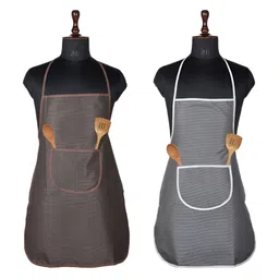 Aura Brown & Grey 2 Pieces Apron With Center Pocket-20