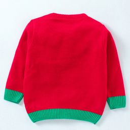 Babyhug Full Sleeves Sweater & Bottom Snowman Design - Red image 3