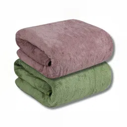 Fezora Green & Burgundy 2 Pieces Microfiber 400 GSM Super Absorbent Bath Towels-image-35