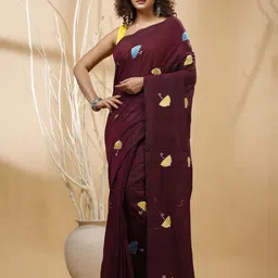SLAGHA Ethnic Motifs Taant Saree-picture-29
