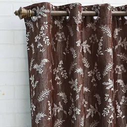 Ariana Brown & Silver-Toned Geometric Room Darkening Door Curtain-image-36
