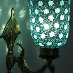 Somil Premium Designer Glass Wall / Night Lamp Elegant & Stylish Dcor Accent for Modern Interiors, color- Firozi, White, Size:- 26 X 31 X 37 CM-image-98