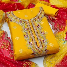 Panzora Bandhani Printed Sequinned Unstitched Dress Material-picture-19