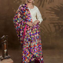 Phulkari Forever Ethnic Motifs Embroidered Dupatta with Phulkari-picture-33