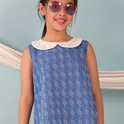 Sangria Girls Geometric Embroidered Peter Pan Collar Regular Tops-34