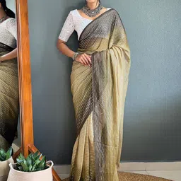 LeeliPeeri Designer Striped Poly Chiffon Saree-51