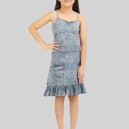 BEING NAUGHTY Denim Fit & Flare Dress-picture-23