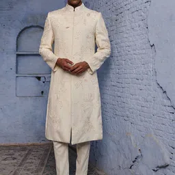 Agrajain Embroidered Long Sleeve Sherwani Set-image-19
