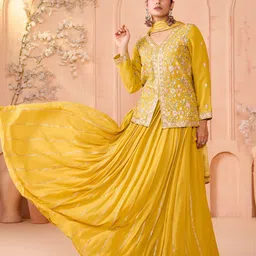 MADHURAM Embroidered Thread Work Ready To Wear Lehenga With Blouse & Dupatta-picture-6