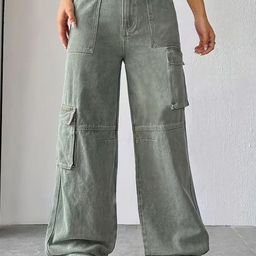 DressBerry Women Comfort Wide Leg High-Rise Light Fade Acid Wash Stretchable Jeans-image-80