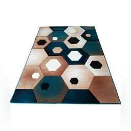 Samjeeda Handloom carpets Black Geometric Anti-Skid Polyester Carpet-image-97