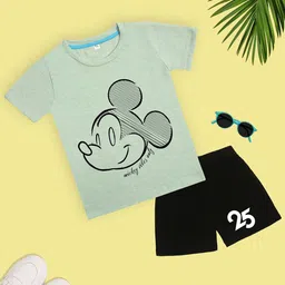 YK Disney Girls Printed Round Neck Pure Cotton T-shirt With Shorts-image-91