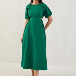 FEMMELLA Women Green Poplin Cut Out Cotton Maxi Dress-image-18