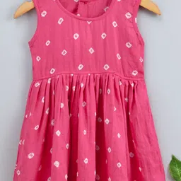 JAV CREATIONS Girls Bndhani Print Cotton Fit & Flare Dress-image-81