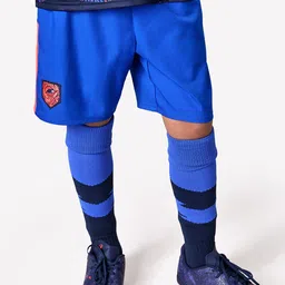 Kipsta By Decathlon Kids' Football Shorts Viralto - Blue with Red Strip-image-34