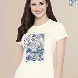 Mast & Harbour Women Typography 2 Printed Applique T-shirt-image-96