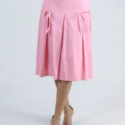 SWISHIN Pure Cotton Straight Bow Midi Skirt-picture-21