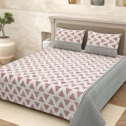 Homez Sparrow Multicoloured & Maroon Ethnic Motifs 210 TC Queen Bedsheet with 2 Pillow Covers-image-17