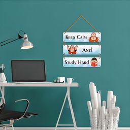 WallDaddy Blue & White Printed Wooded Wall HangingDecor-image-46