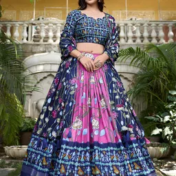 JULEE Printed Ready to Wear Lehenga & Unstitched Blouse With Dupatta-18
