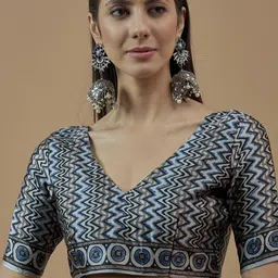 Anouk Bagh Poly Crepe Block Print Saree image 4