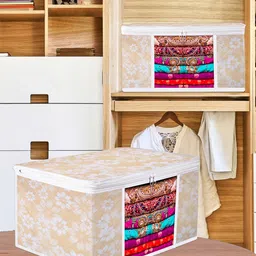 Kuber Industries Gold-Toned Flower Quilted Printed With Visible Window Organiser image 4