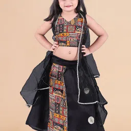Sainur creation Girls Printed Block Print Ready to Wear Lehenga & Blouse With Dupatta-15